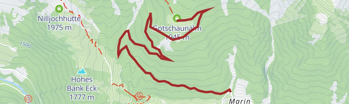 Route map: Wanderung zur Gottschaunalm 1.946m über Forstweg